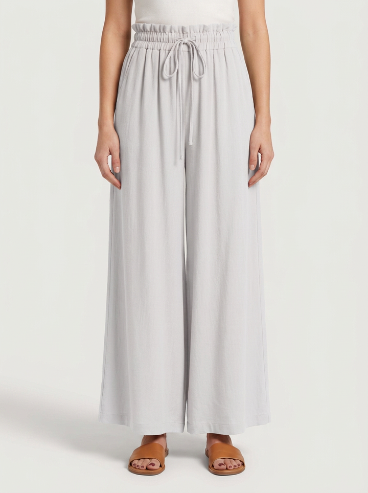 Wide Fluid Pants with Adjustable Waist for Women