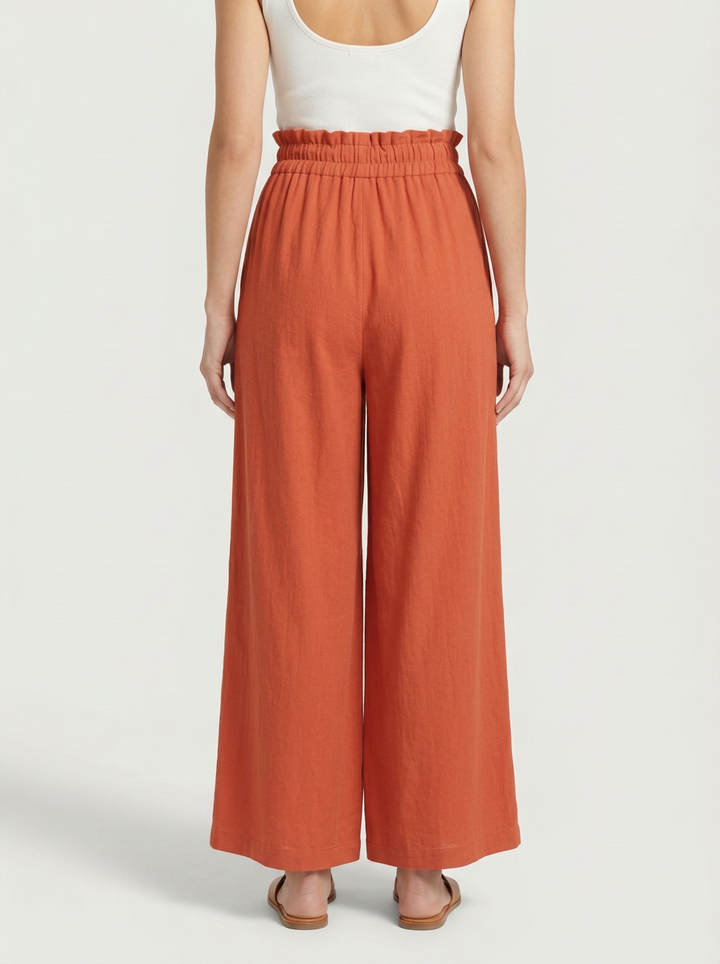 Wide Fluid Pants with Adjustable Waist for Women