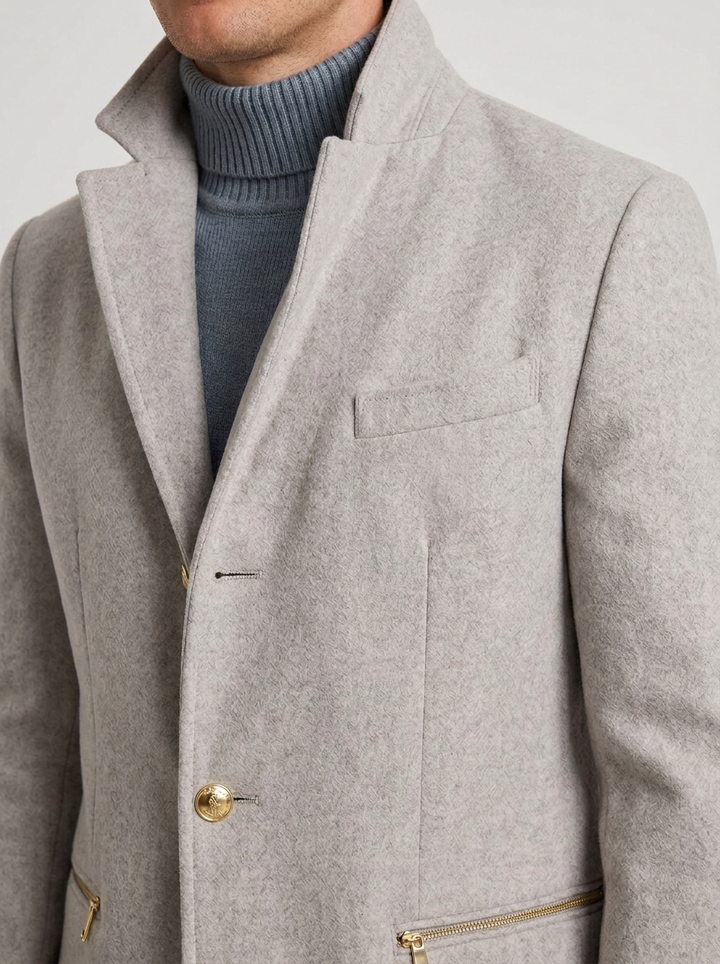 Tailored Winter Coat with Structured Collar for Men