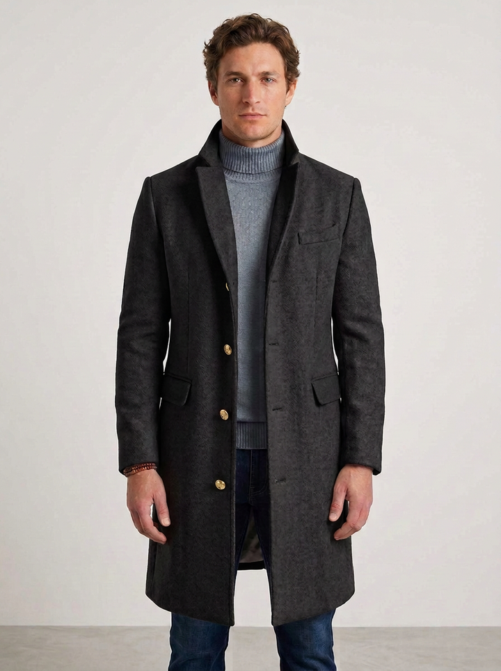 Tailored Winter Coat with Structured Collar for Men