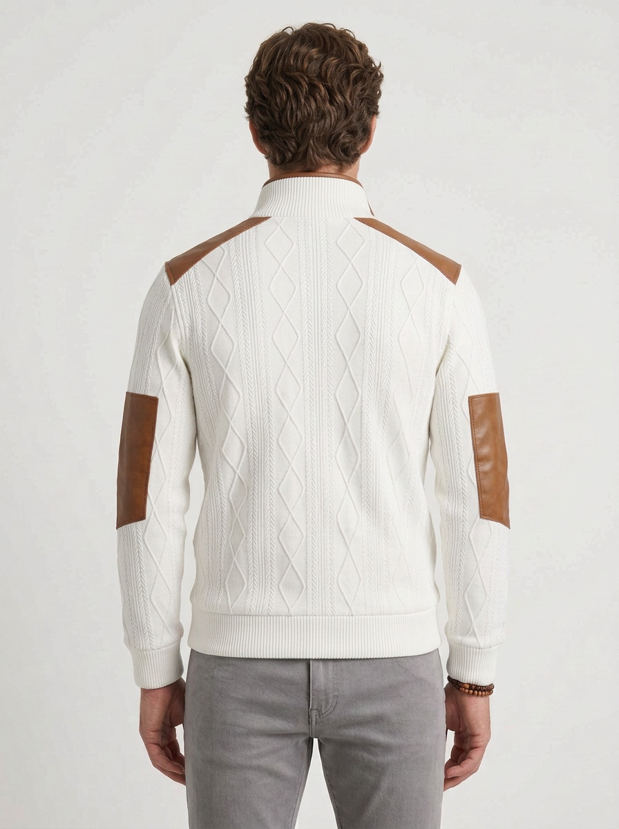 Textured Thermal Jacket with Contrasting Inserts for Men