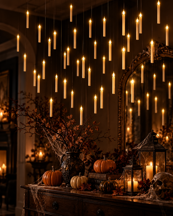 Floating LED Candles for Halloween with Wand Remote