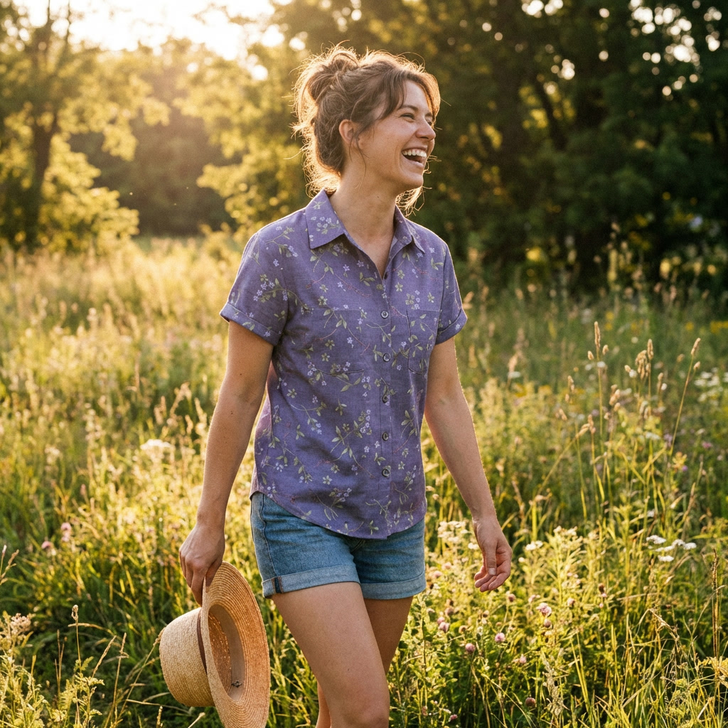 Flora | Short Sleeve Printed Casual Shirt for Women