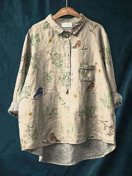 Bella | Women's Floral Button Front Pocket Blouse