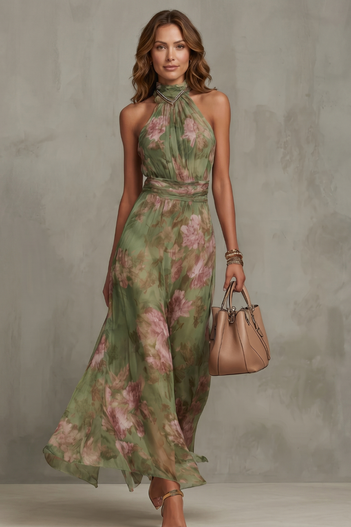 Floréa – Romantic floral halter silhouette – Maxi dress