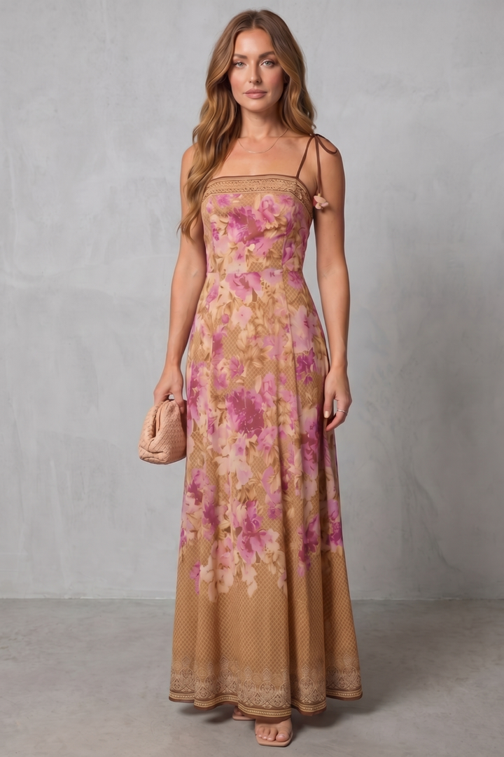 Floréline – Square neck floral grace – Maxi dress