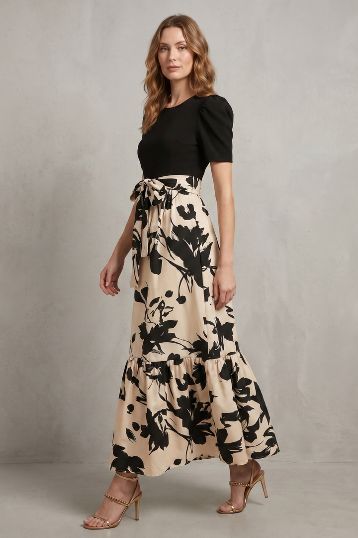Florentine – Artistic floral contrast – Maxi dress