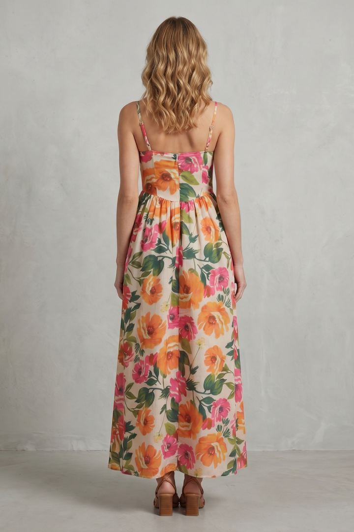 Florielle – Square neck floral charm – Midi dress