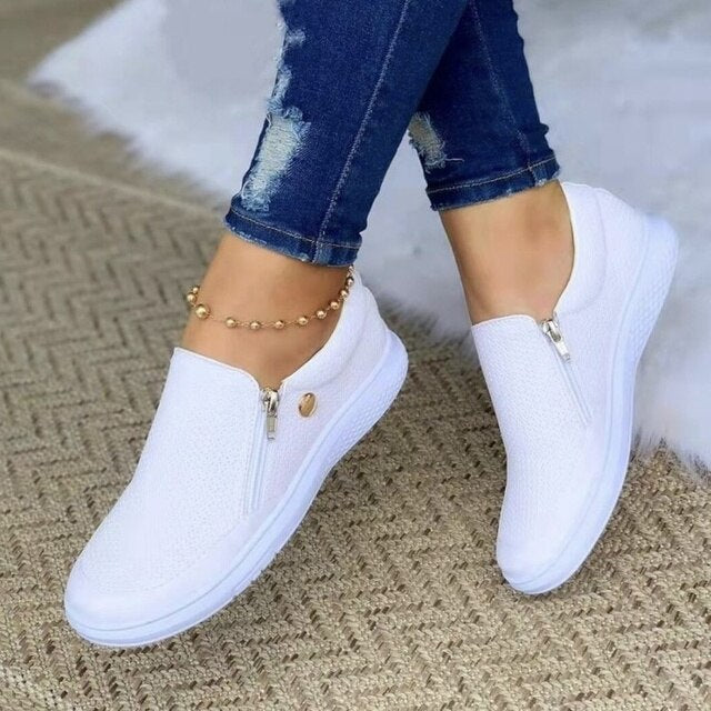 Women's Mesh Side Zip Platform Slip-On Sneakers