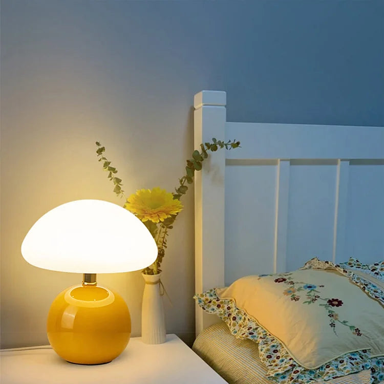 Mushroom Design Table Lamp Ceramic with LED Lighting