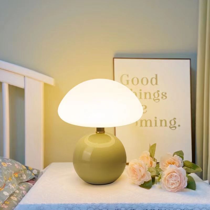 Mushroom Design Table Lamp Ceramic with LED Lighting