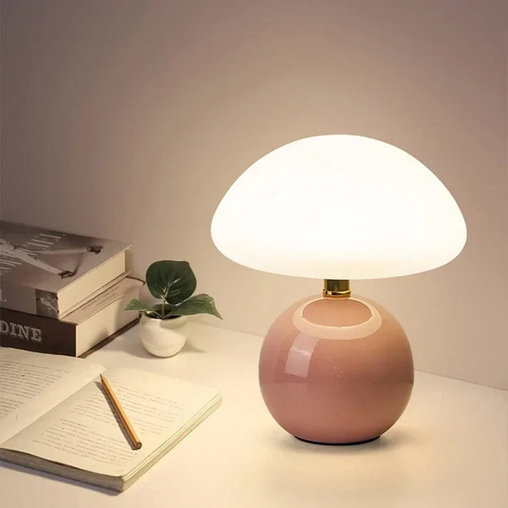Mushroom Design Table Lamp Ceramic with LED Lighting