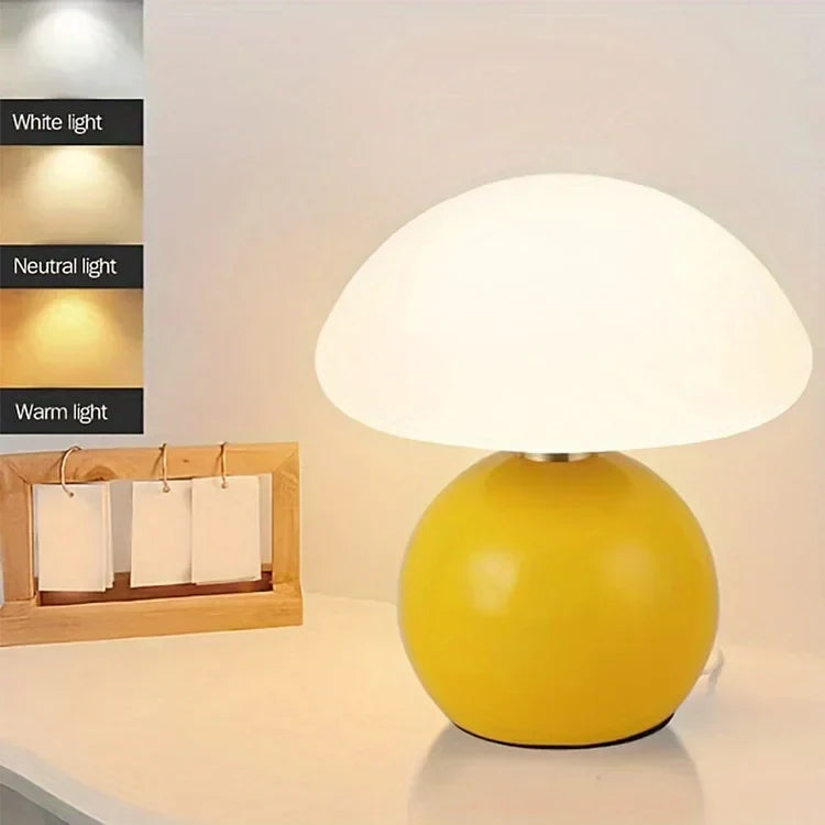 Mushroom Design Table Lamp Ceramic with LED Lighting
