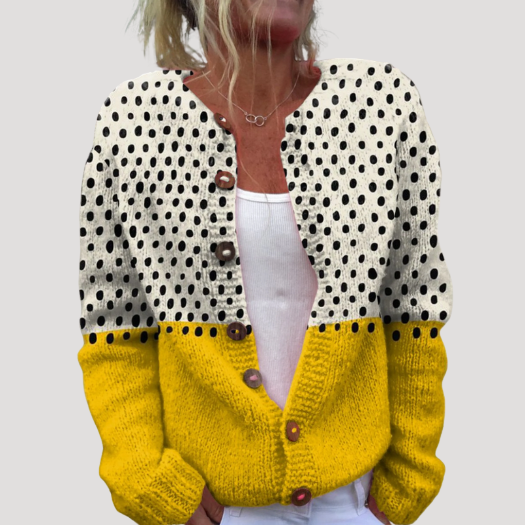 Casual Women's Buttoned Polka Dot Vest