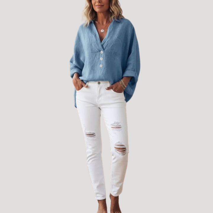 Fluid Women's Blouse with Button Detail