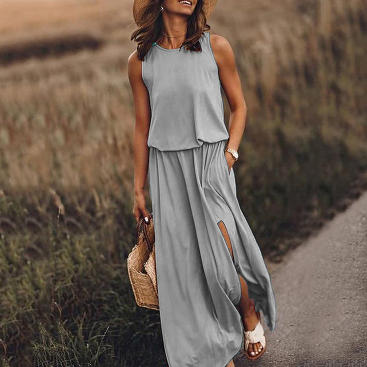 Kariela | Elegant Maxi Dress for Women with Side Slit | Sleeveless