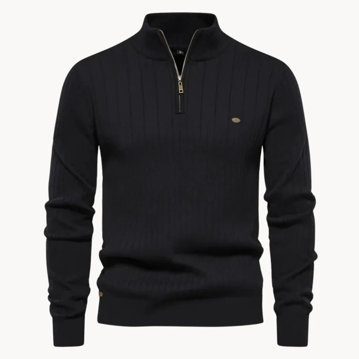 Philippe - Elegant Ribbed Sweater with Zip Collar