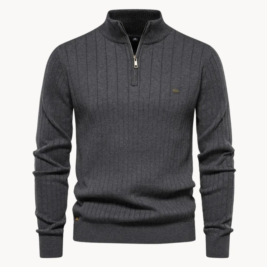 Philippe - Elegant Ribbed Sweater with Zip Collar