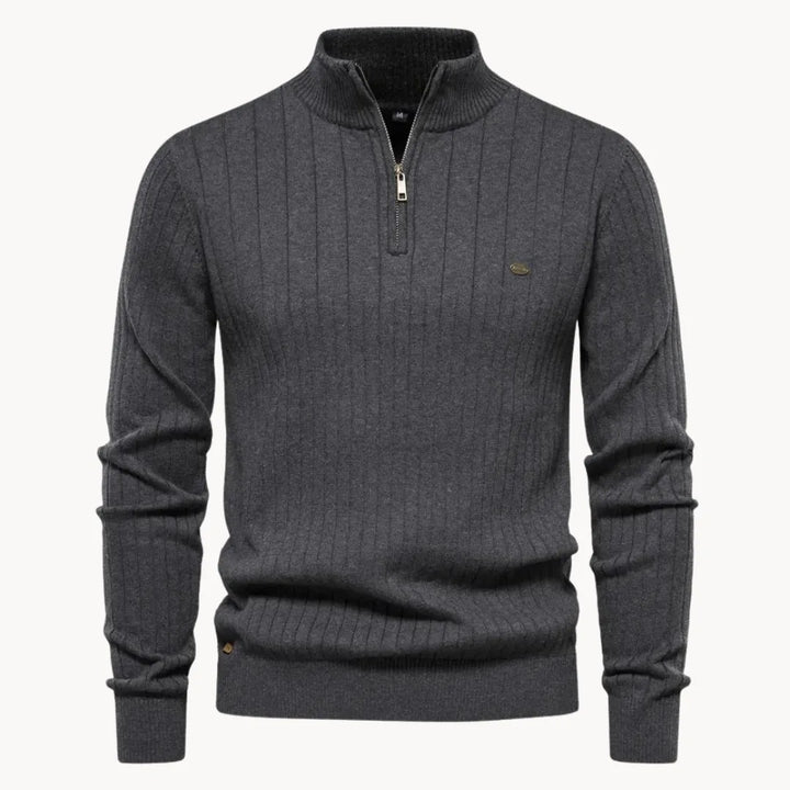 Philippe - Elegant Ribbed Sweater with Zip Collar