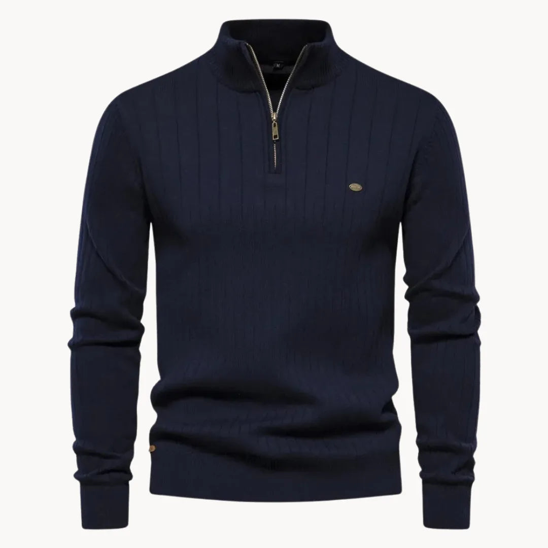 Philippe - Elegant Ribbed Sweater with Zip Collar