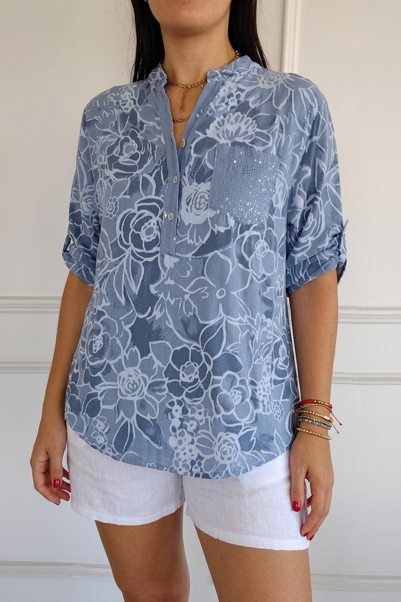 Women's Short Sleeve Floral Lace Blouse