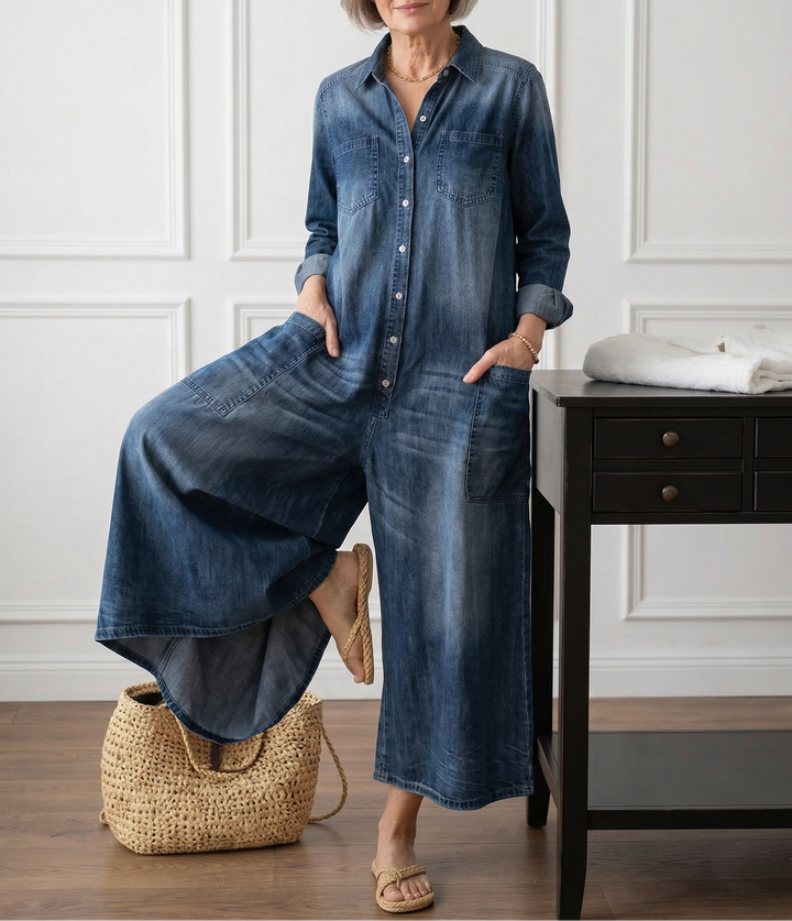 Diana | Vintage jumpsuit in soft washed denim cotton