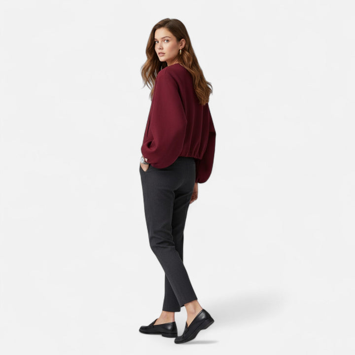 Women's Retro Zip Bomber Jacket – Round Neck, Casual Urban Style