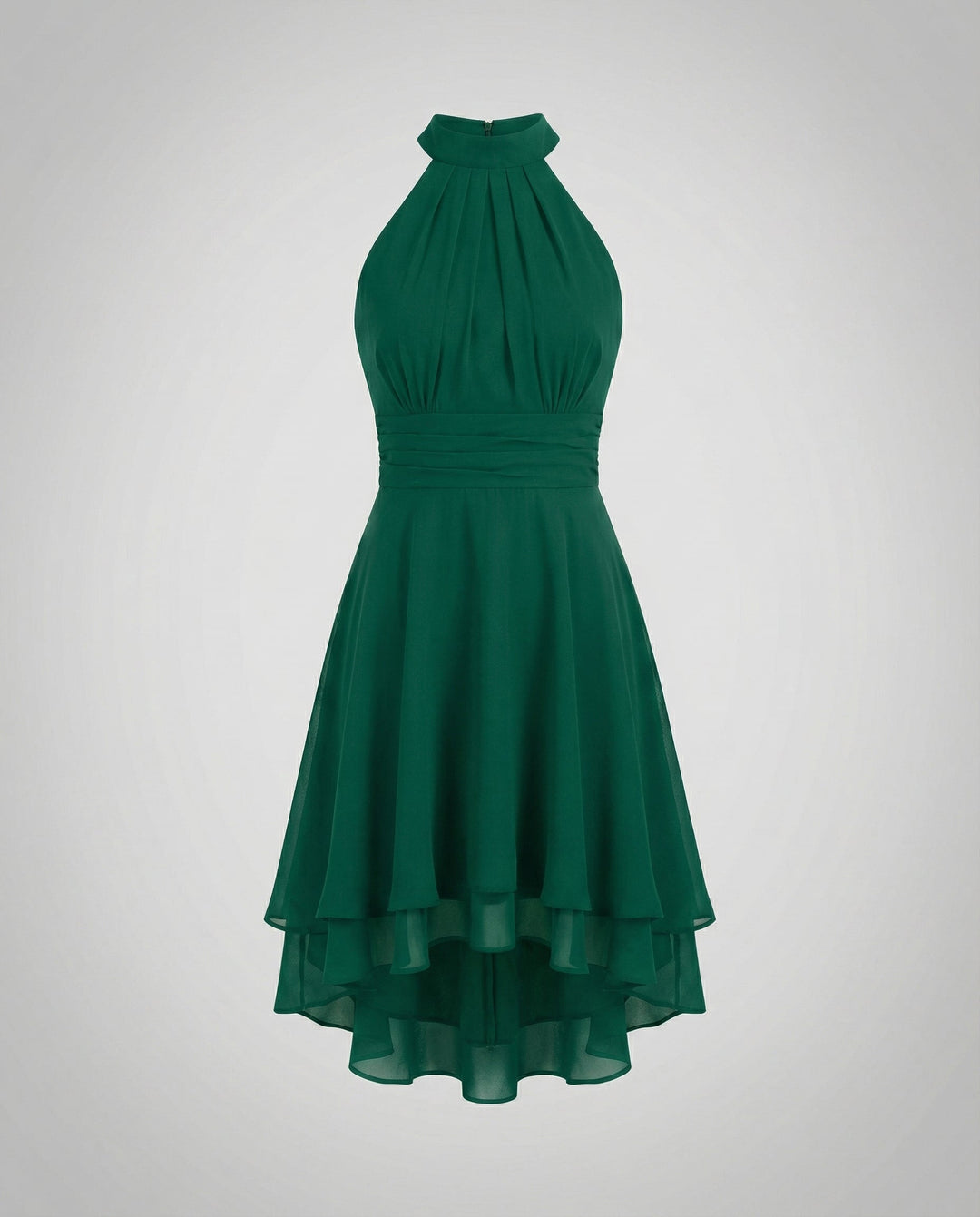 Delmara | Women's Mini Dress with Halter Neck and Layered Skirt | Flared