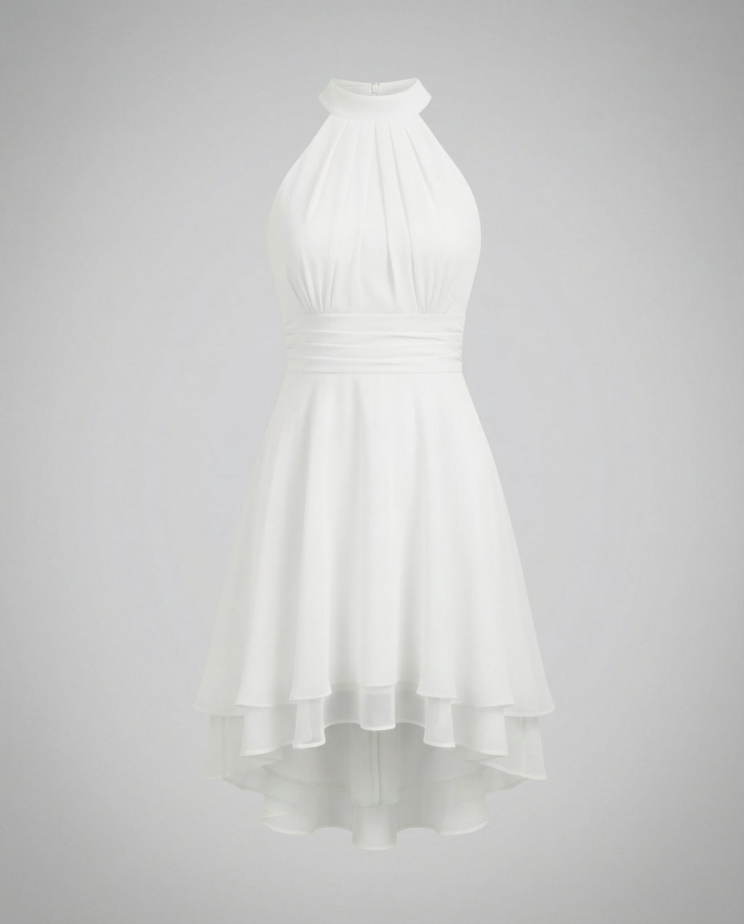 Delmara | Women's Mini Dress with Halter Neck and Layered Skirt | Flared
