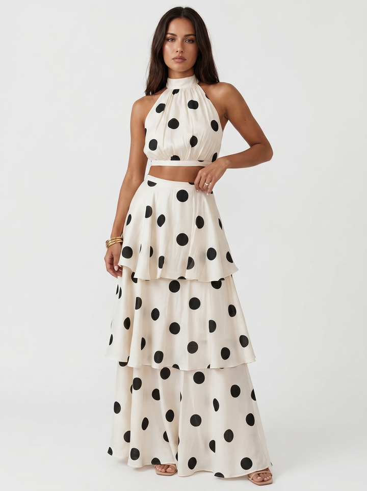 Lucía | Top and Long Skirt Set with Polka Dots