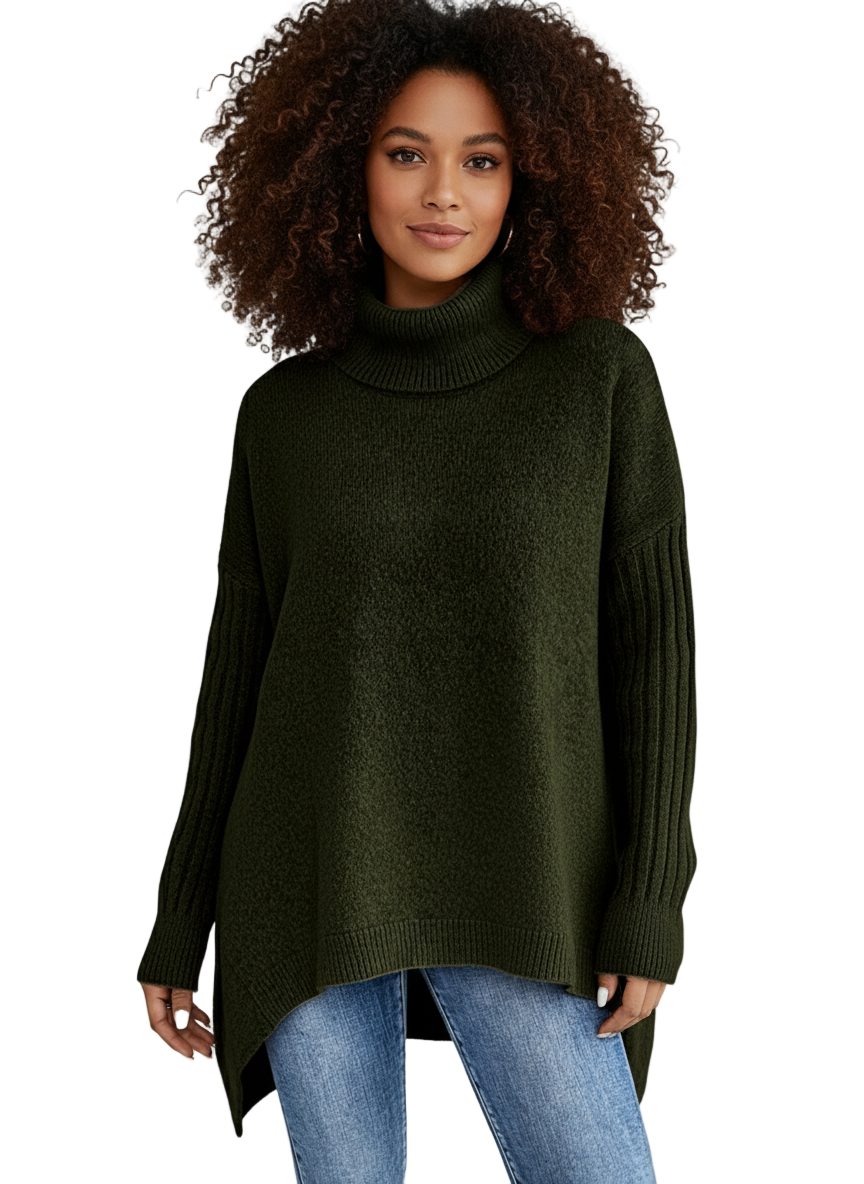 NAOMI – COZY ASYMMETRICAL TURTLENECK SWEATER