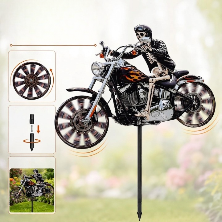Garden Windmill Skeleton Biker Acrylic