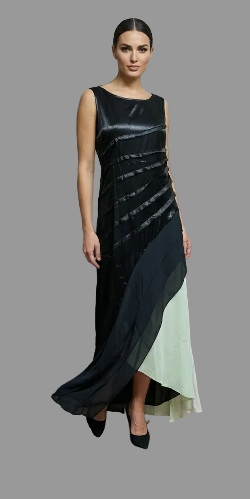 Women's Sleeveless Chiffon Evening Dress with Ruffles - Elena Harper
