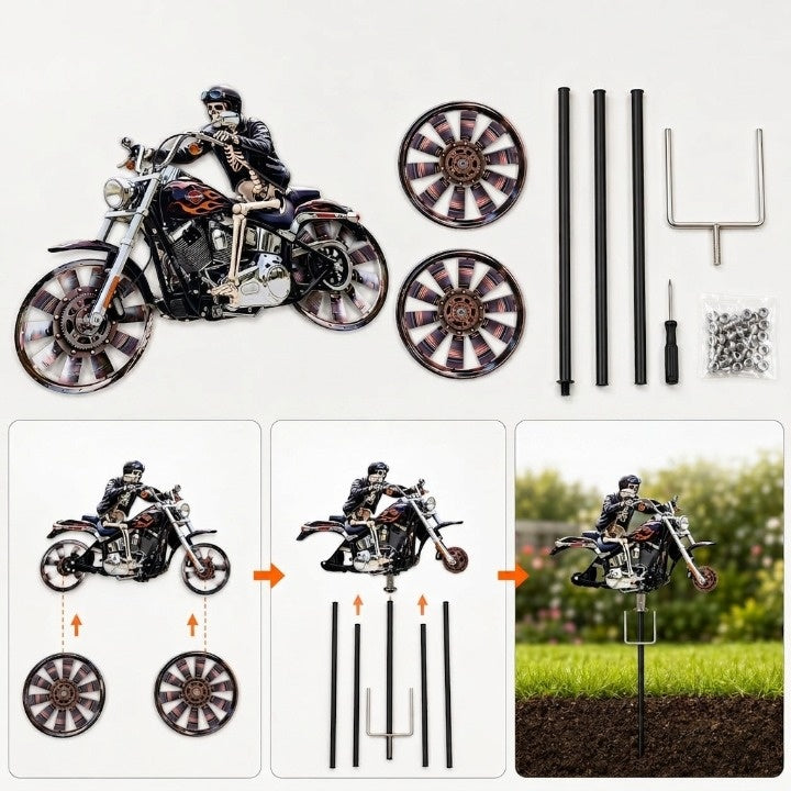 Garden Windmill Skeleton Biker Acrylic