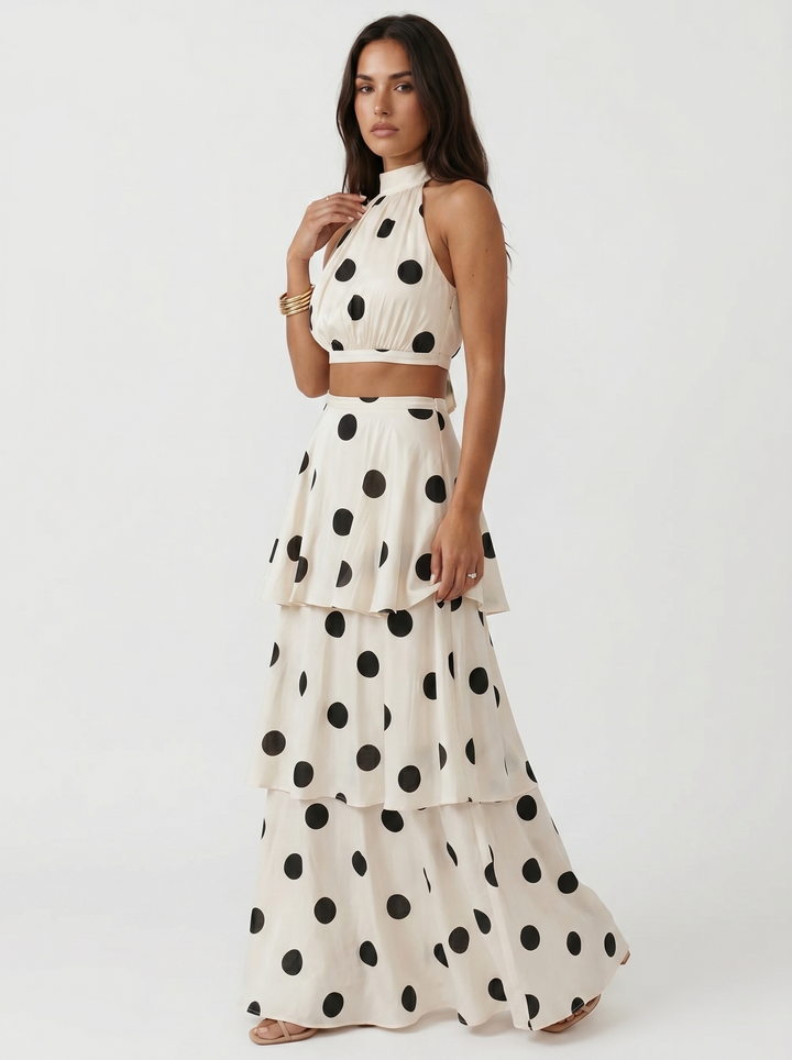 Lucía | Top and Long Skirt Set with Polka Dots