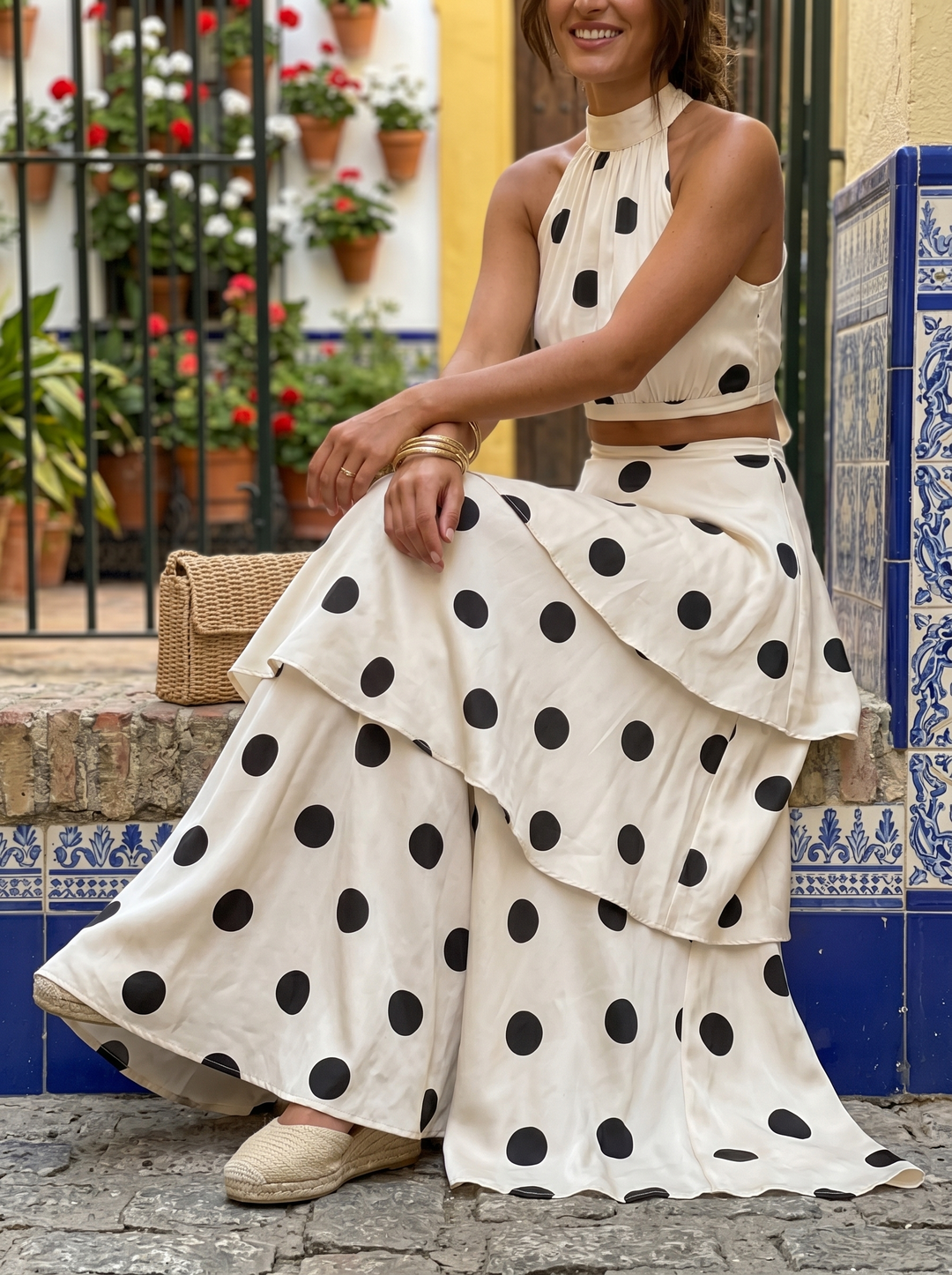 Lucía | Top and Long Skirt Set with Polka Dots
