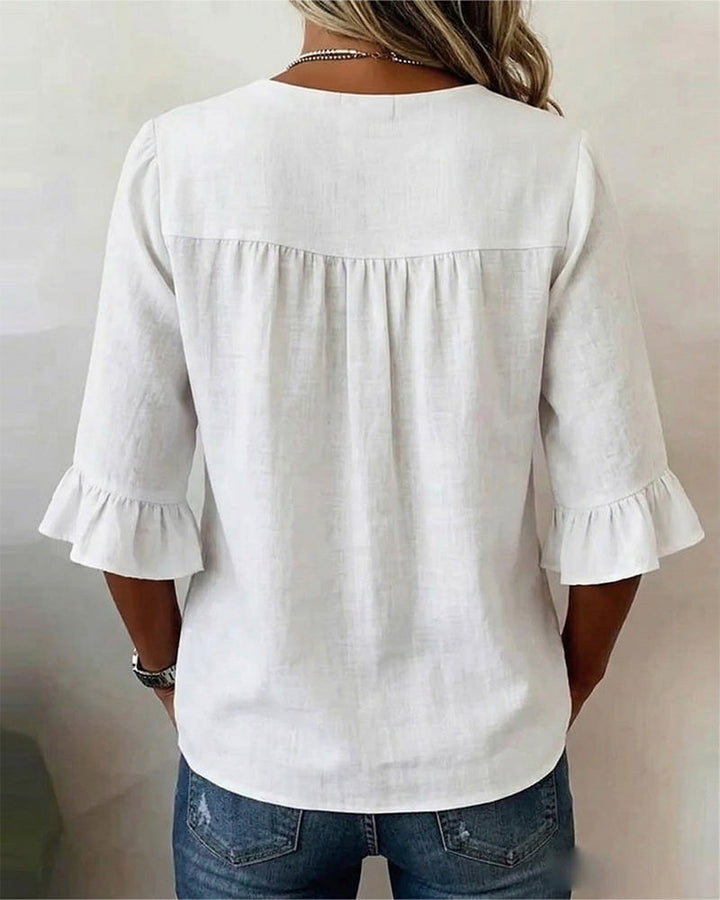 Amelie Belly-Camouflaging Blouse with Buttons, view 8 - Elena Harper