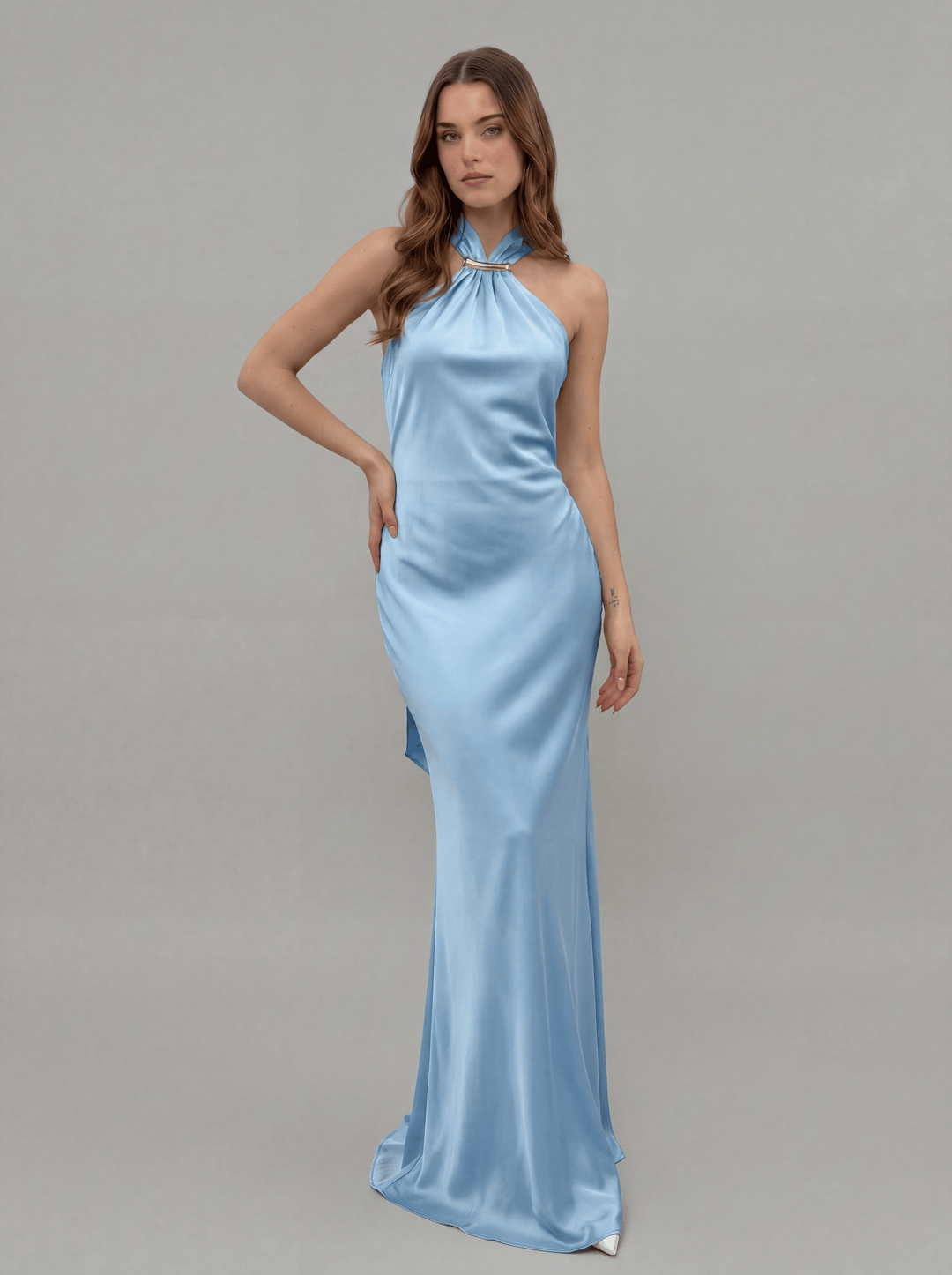 Jacoba™ long dress by Emma & Rose Cape Town in soft luxurious fabrics, featuring elegant design details and flowing silhouette.