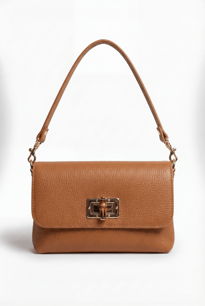 Emma & Rose Cape Town Rozanne™ leather shoulder bag with elegant closure, featuring genuine leather in a stylish borse design.