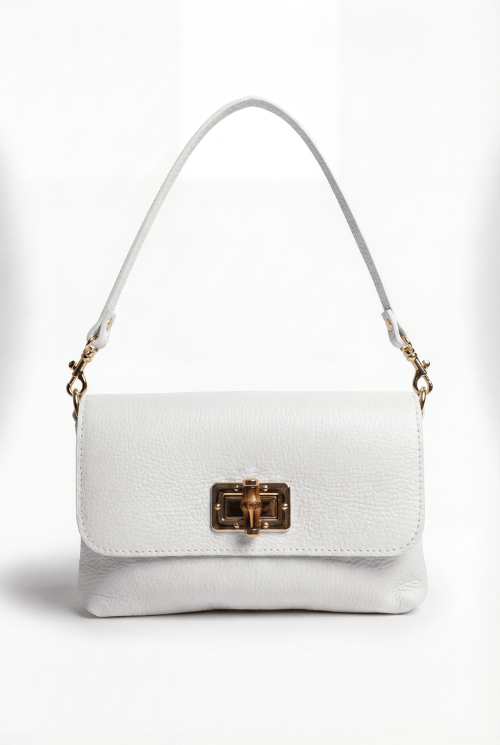 Emma & Rose Cape Town Rozanne™ leather shoulder bag with secure closure, stylish genuine leather design, and versatile handbag style.