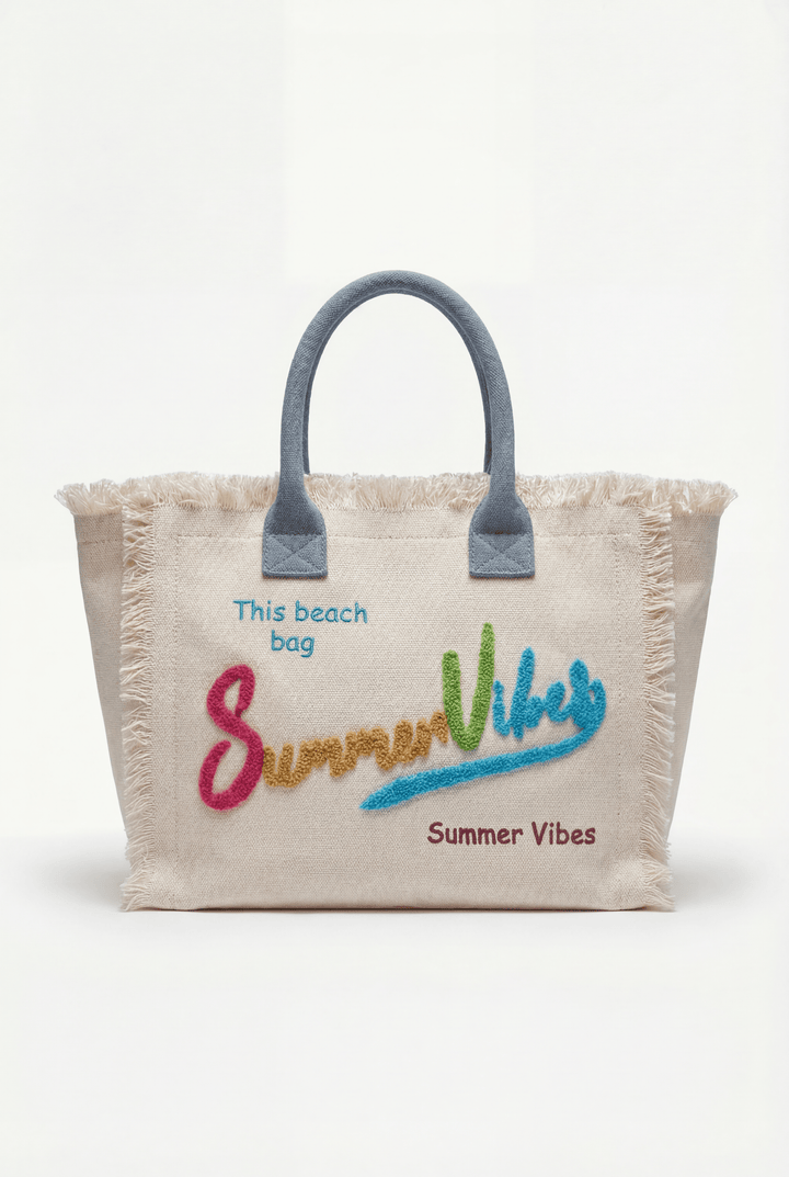 Emma & Rose Cape Town Summer Vibes Beach Bag, stylish woven bag with handles perfect for beach outings.