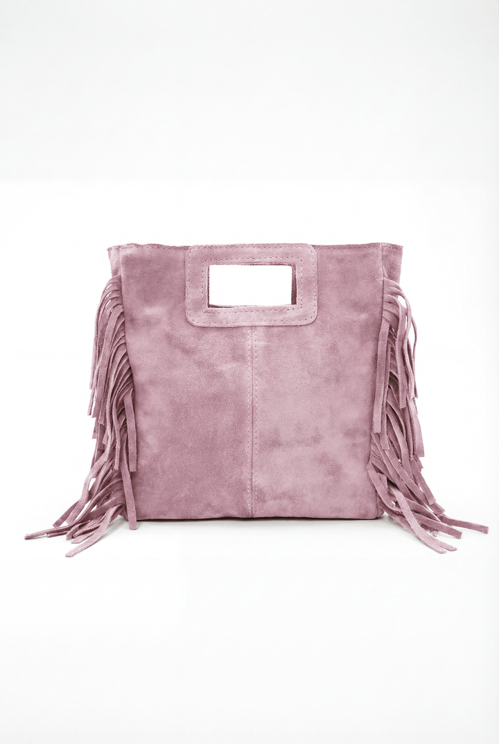 Elegant Elke suede leather bag by Emma & Rose Cape Town, featuring a stylish design with a top handle and sleek finish.