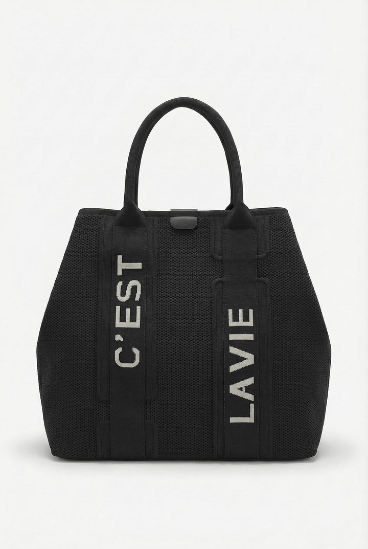 Emma & Rose Cape Town Structured™ fabric shopper bag with lettering details, showcasing a stylish, durable tote for everyday use.