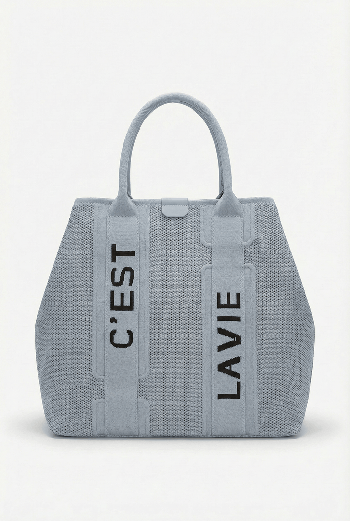 Emma & Rose Cape Town Structured™ fabric shopper bag with lettering details, stylish and durable for everyday use.
