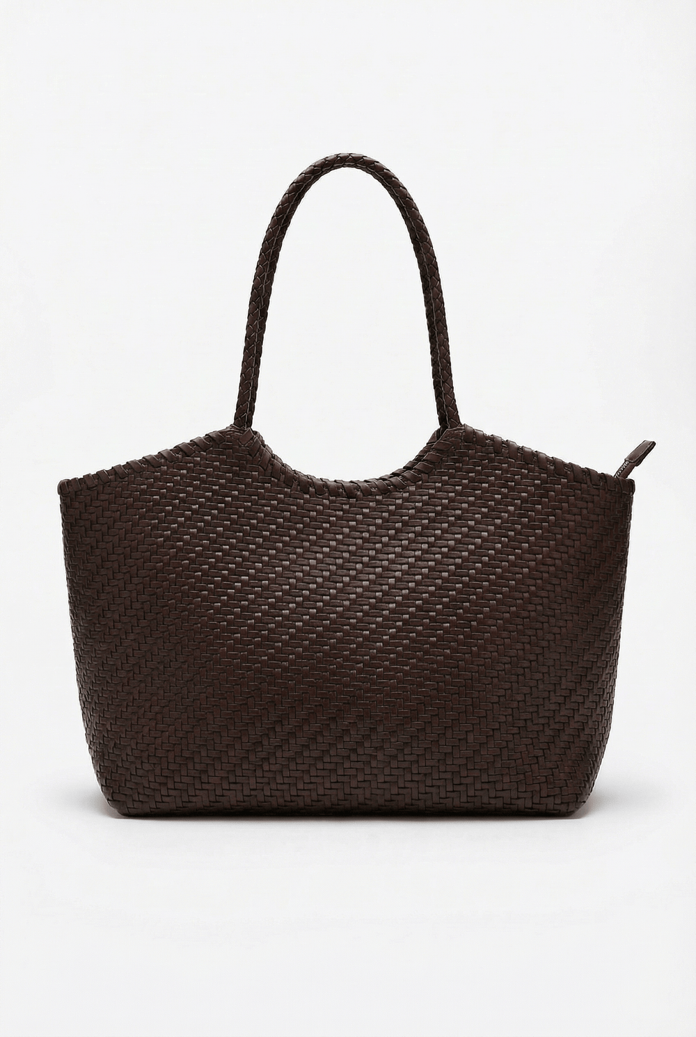 Karla woven shoulder bag by Emma & Rose Cape Town, featuring a stylish, natural woven design with shoulder strap and compact shape.