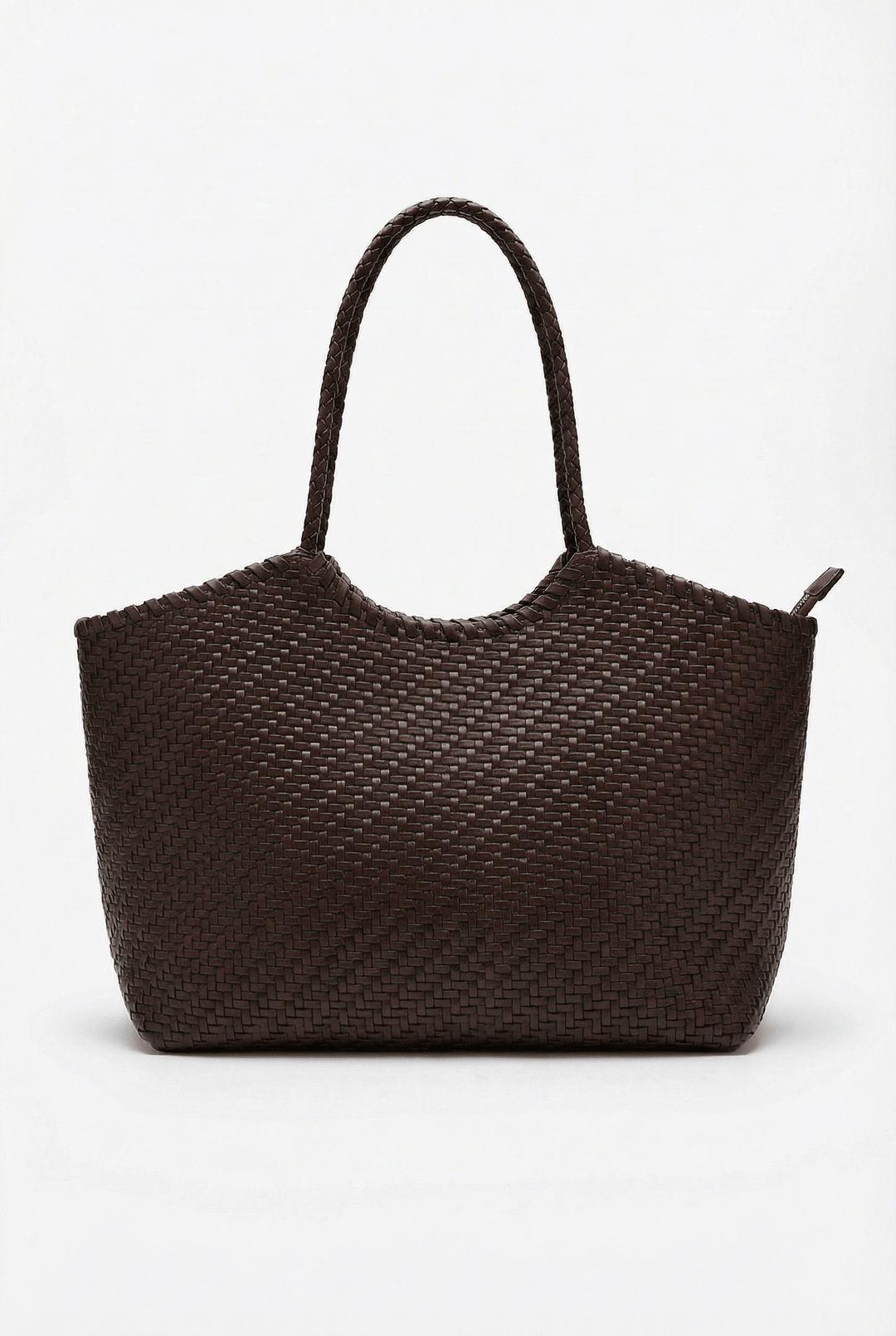 Karla woven shoulder bag by Emma & Rose Cape Town, featuring a stylish, natural woven design with shoulder strap and compact shape.