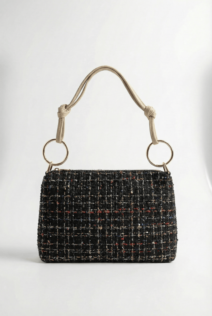 Jacoba™ bouclé fabric handbag by Emma & Rose Cape Town, stylish borse with textured woven design and elegant details.