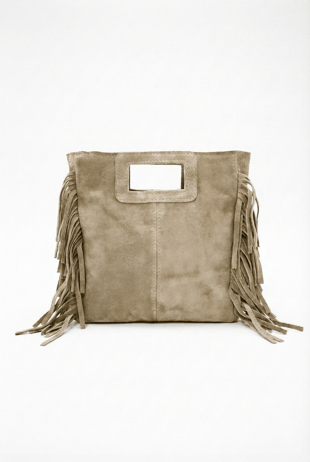 Elegant suede leather bag by Emma & Rose Cape Town, Elke™ borse in warm tan with stylish design and gold-tone hardware.