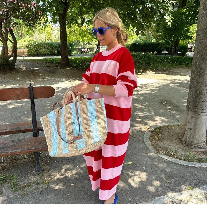 Striped Midi Summer Dress for Women - Mariela