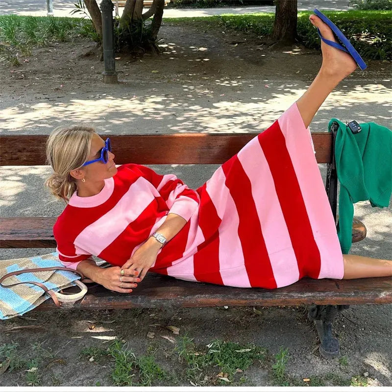 Striped Midi Summer Dress for Women - Mariela